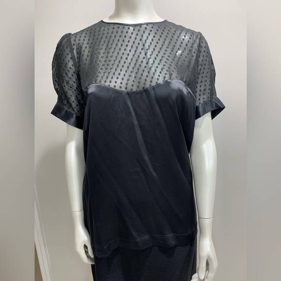 French Connection Silk Blouse. Very sexy see through top with polka dots - Picture 1 of 5